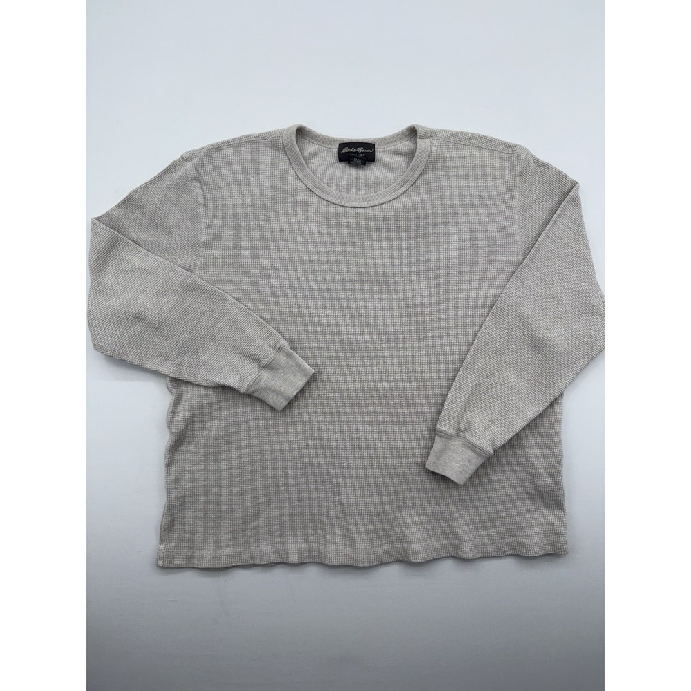 Eddie Bauer Mens Shirt Henley Waffle Knit Long Sleeve Crew Neck Cotton Size XL